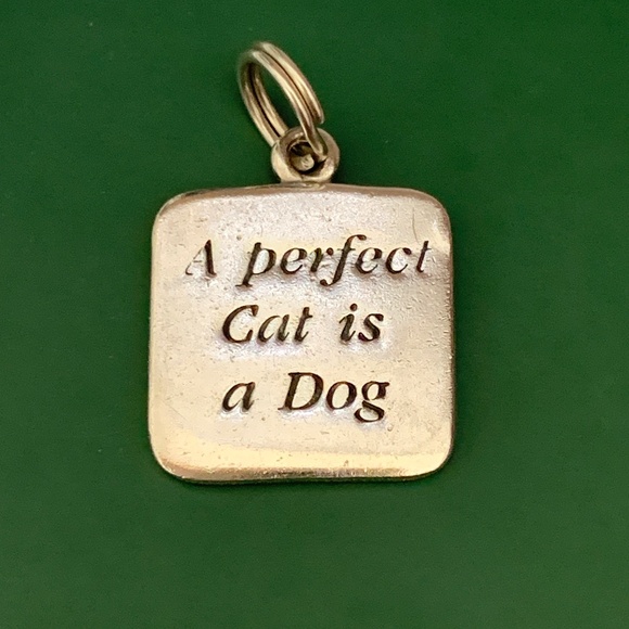 .925 Saying A Perfect Cat is a Dog Sterling Silver Jewelry Charm #cat #dog - Picture 1 of 3
